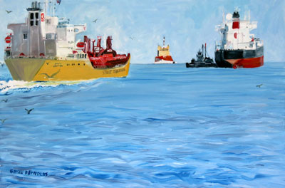 Artwork title 'Commerce and Shipping' - Contact The Water's Edge Studio and Gallery for price and availability - gayle at galvestonwatersedge dot com