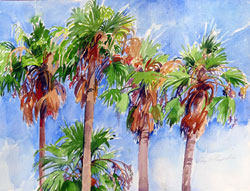Artwork title 'Palms on Stewart Road' - Contact The Water's Edge Studio and Gallery for price and availability - gayle at galvestonwatersedge dot com